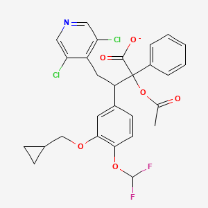 molecular formula C28H24Cl2F2NO6- B14790461 1-(3-(Cyclopropylmethoxy)-4-(difluoromethoxy)phenyl)-2-(3,5-dichloropyridin-4-yl)ethyl2-acetoxy-2-phenylacetate 