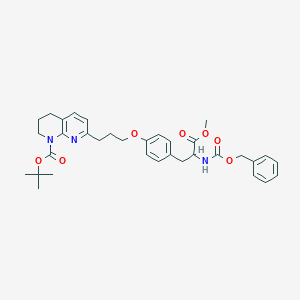 molecular formula C34H41N3O7 B14790519 tert-butyl 7-[3-[4-[3-methoxy-3-oxo-2-(phenylmethoxycarbonylamino)propyl]phenoxy]propyl]-3,4-dihydro-2H-1,8-naphthyridine-1-carboxylate 