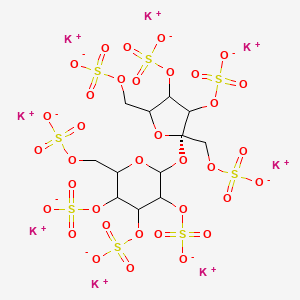 molecular formula C12H14K8O35S8 B14790584 octapotassium;[2-[(2S)-3,4-disulfonatooxy-2,5-bis(sulfonatooxymethyl)oxolan-2-yl]oxy-3,5-disulfonatooxy-6-(sulfonatooxymethyl)oxan-4-yl] sulfate 