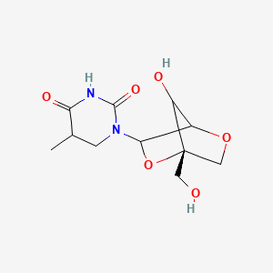 molecular formula C11H16N2O6 B14790592 1-[2,5-Anhydro-4-C-(hydroxymethyl)-a-L-lyxofuranosyl]-thymine 