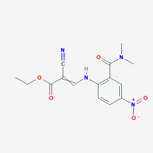 molecular formula C15H16N4O5 B14790916 (E)-Ethyl 2-cyano-3-((2-(dimethylcarbamoyl)-4-nitrophenyl)amino)acrylate 