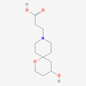 molecular formula C12H21NO4 B1479092 3-(4-Hydroxy-1-oxa-9-azaspiro[5.5]undecan-9-yl)propanoic acid CAS No. 2097992-02-2
