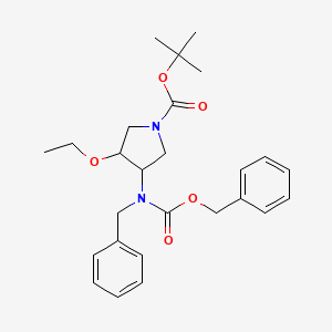 molecular formula C26H34N2O5 B14791082 Tert-butyl 3-[benzyl(phenylmethoxycarbonyl)amino]-4-ethoxypyrrolidine-1-carboxylate 