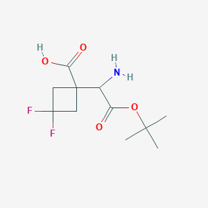 molecular formula C11H17F2NO4 B14791122 1-[1-Amino-2-[(2-methylpropan-2-yl)oxy]-2-oxoethyl]-3,3-difluorocyclobutane-1-carboxylic acid 