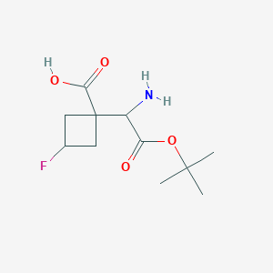 molecular formula C11H18FNO4 B14791161 1-[1-Amino-2-[(2-methylpropan-2-yl)oxy]-2-oxoethyl]-3-fluorocyclobutane-1-carboxylic acid 