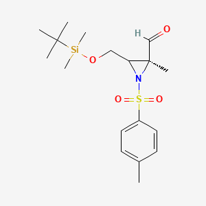 molecular formula C18H29NO4SSi B14791181 (2S)-3-[[tert-butyl(dimethyl)silyl]oxymethyl]-2-methyl-1-(4-methylphenyl)sulfonylaziridine-2-carbaldehyde 