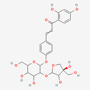 molecular formula C26H30O13 B14791396 3-[4-[3-[(4R)-3,4-dihydroxy-4-(hydroxymethyl)oxolan-2-yl]oxy-4,5-dihydroxy-6-(hydroxymethyl)oxan-2-yl]oxyphenyl]-1-(2,4-dihydroxyphenyl)prop-2-en-1-one 