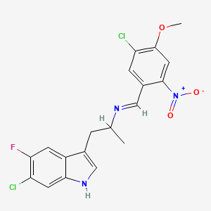 N-[1-(6-chloro-5-fluoro-1H-indol-3-yl)propan-2-yl]-1-(5-chloro-4-methoxy-2-nitrophenyl)methanimine