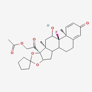 [2-[(8S,9S,12R,13S)-12-fluoro-11-hydroxy-9,13-dimethyl-16-oxospiro[5,7-dioxapentacyclo[10.8.0.02,9.04,8.013,18]icosa-14,17-diene-6,1'-cyclopentane]-8-yl]-2-oxoethyl] acetate