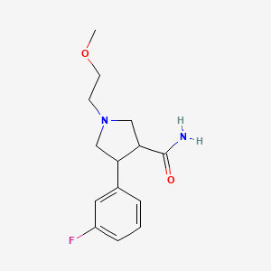 molecular formula C14H19FN2O2 B14792293 (3S,4R)-4-(3-Fluorophenyl)-1-(2-methoxyethyl)pyrrolidine-3-carboxamide 