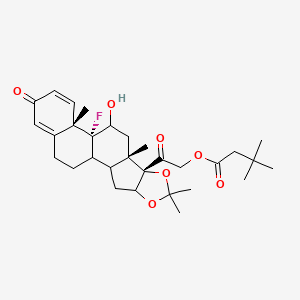 molecular formula C30H41FO7 B14792389 [2-[(8S,9S,12R,13S)-12-fluoro-11-hydroxy-6,6,9,13-tetramethyl-16-oxo-5,7-dioxapentacyclo[10.8.0.02,9.04,8.013,18]icosa-14,17-dien-8-yl]-2-oxoethyl] 3,3-dimethylbutanoate 