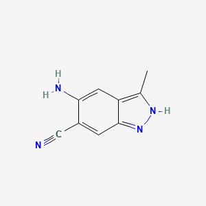 molecular formula C9H8N4 B14792395 1H-Indazole-6-carbonitrile, 5-amino-3-methyl- 