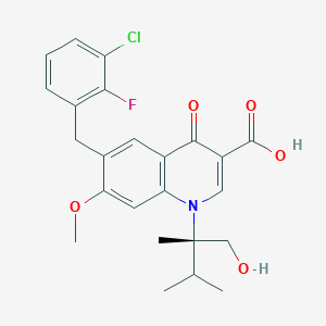 6-[(3-chloro-2-fluorophenyl)methyl]-1-[(2S)-1-hydroxy-2,3-dimethylbutan-2-yl]-7-methoxy-4-oxoquinoline-3-carboxylic acid