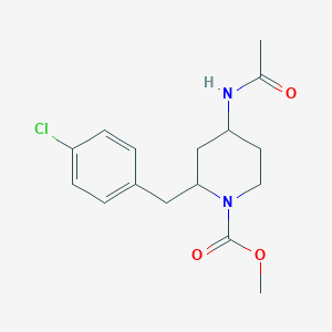 molecular formula C16H21ClN2O3 B14792546 Methyl 4-acetamido-2-[(4-chlorophenyl)methyl]piperidine-1-carboxylate 