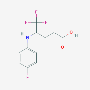 molecular formula C11H11F4NO2 B14792575 5,5,5-Trifluoro-4-[(4-fluorophenyl)amino]pentanoic acid 