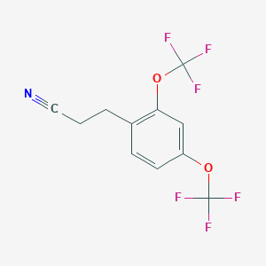 molecular formula C11H7F6NO2 B14792619 (2,4-Bis(trifluoromethoxy)phenyl)propanenitrile 