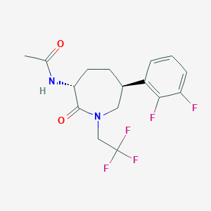 molecular formula C16H17F5N2O2 B14792674 1-(2,2,2-Trifluoroethyl)-3alpha-(acetylamino)-6beta-(2,3-difluorophenyl)-4,5,6,7-tetrahydro-1H-azepine-2(3H)-one 