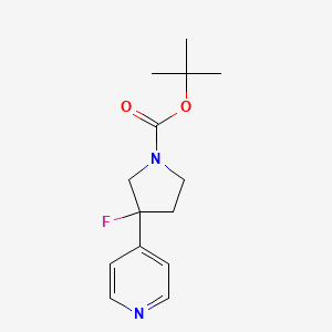 molecular formula C14H19FN2O2 B1479269 3-(Terc-butil)-3-fluoro-3-(piridin-4-il)pirrolidin-1-carboxilato CAS No. 2098005-18-4