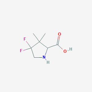 molecular formula C7H11F2NO2 B14792813 (2S)-4,4-difluoro-3,3-dimethylpyrrolidine-2-carboxylic acid 