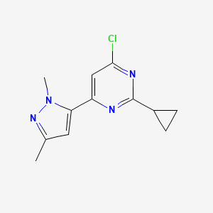 molecular formula C12H13ClN4 B1479300 4-chloro-2-cyclopropyl-6-(1,3-dimethyl-1H-pyrazol-5-yl)pyrimidine CAS No. 2098137-84-7