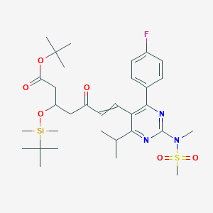 molecular formula C32H48FN3O6SSi B14793057 Tert-butyl 3-[tert-butyl(dimethyl)silyl]oxy-7-[4-(4-fluorophenyl)-2-[methyl(methylsulfonyl)amino]-6-propan-2-ylpyrimidin-5-yl]-5-oxohept-6-enoate 