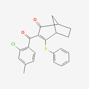 molecular formula C22H19ClO2S B14793079 3-(2-Chloro-4-methylbenzoyl)-4-phenylsulfanylbicyclo[3.2.1]oct-3-en-2-one 