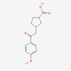 molecular formula C15H18O4 B14793101 cis-3-[2-(4-Methoxyphenyl)-2-oxoethyl]-cyclopentane-1-carboxylic acid 