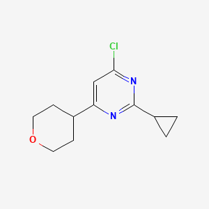 molecular formula C12H15ClN2O B1479311 4-chloro-2-cyclopropyl-6-(tetrahydro-2H-pyran-4-yl)pyrimidine CAS No. 1412955-56-6