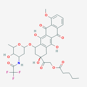 molecular formula C34H36F3NO13 B14793122 [2-oxo-2-[(2S)-2,5,12-trihydroxy-4-[5-hydroxy-6-methyl-4-[(2,2,2-trifluoroacetyl)amino]oxan-2-yl]oxy-7-methoxy-6,11-dioxo-3,4-dihydro-1H-tetracen-2-yl]ethyl] pentanoate 