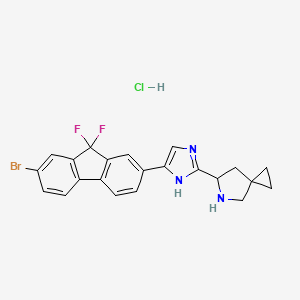 molecular formula C22H19BrClF2N3 B14793310 6-[5-(7-bromo-9,9-difluorofluoren-2-yl)-1H-imidazol-2-yl]-5-azaspiro[2.4]heptane;hydrochloride 