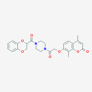 7-(2-(4-(2,3-dihydrobenzo[b][1,4]dioxine-2-carbonyl)piperazin-1-yl)-2-oxoethoxy)-4,8-dimethyl-2H-chromen-2-one