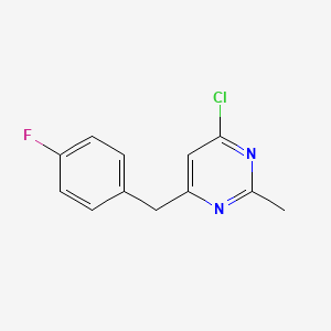 molecular formula C12H10ClFN2 B1479340 4-Chloro-6-(4-fluorobenzyl)-2-methylpyrimidine CAS No. 2092251-20-0