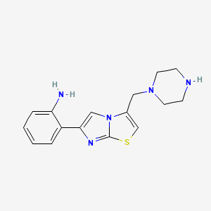 molecular formula C16H19N5S B14793603 2-(3-(Piperazin-1-ylmethyl)imidazo[2,1-b]thiazol-6-yl)aniline 