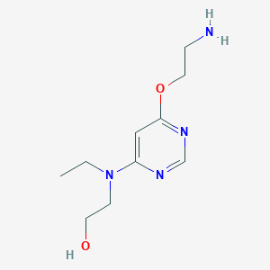 molecular formula C10H18N4O2 B1479384 2-((6-(2-Aminoethoxy)pyrimidin-4-yl)(ethyl)amino)ethan-1-ol CAS No. 2098014-07-2