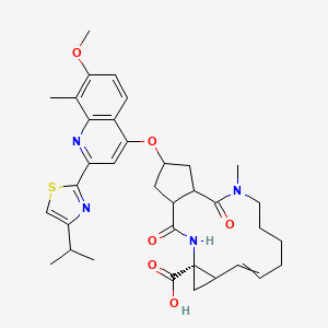 (4R)-17-[7-methoxy-8-methyl-2-(4-propan-2-yl-1,3-thiazol-2-yl)quinolin-4-yl]oxy-13-methyl-2,14-dioxo-3,13-diazatricyclo[13.3.0.04,6]octadec-7-ene-4-carboxylic acid