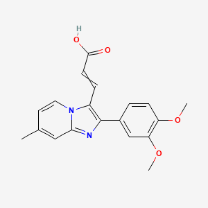 molecular formula C19H18N2O4 B14794584 3-(2-(3,4-Dimethoxyphenyl)-7-methylimidazo[1,2-a]pyridin-3-yl)acrylic acid 