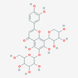 molecular formula C26H28O16 B14794628 2-(3,4-Dihydroxyphenyl)-5,7-dihydroxy-6-[3,4,5-trihydroxy-6-(hydroxymethyl)oxan-2-yl]oxy-8-(3,4,5-trihydroxyoxan-2-yl)chromen-4-one 