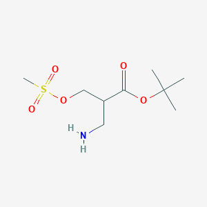 molecular formula C9H19NO5S B14794636 Tert-butyl 2-(aminomethyl)-3-methylsulfonyloxypropanoate 