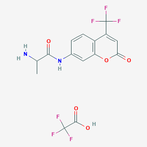 molecular formula C15H12F6N2O5 B14794688 (2S)-2-amino-N-[2-oxo-4-(trifluoromethyl)-2H-chromen-7-yl]propanamide; trifluoroacetic acid 