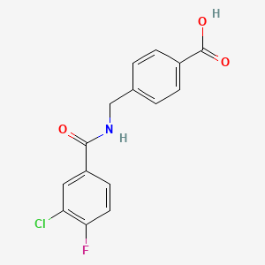 molecular formula C15H11ClFNO3 B14794746 4-((3-Chloro-4-fluorobenzamido)methyl)benzoic acid 