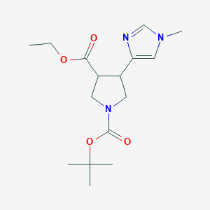 molecular formula C16H25N3O4 B14794783 1-O-tert-butyl 3-O-ethyl 4-(1-methylimidazol-4-yl)pyrrolidine-1,3-dicarboxylate 