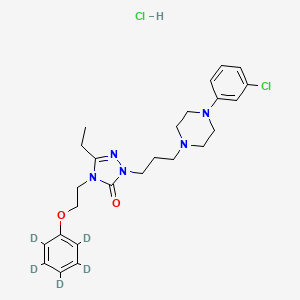 molecular formula C25H33Cl2N5O2 B14794837 2-[3-[4-(3-chlorophenyl)piperazin-1-yl]propyl]-5-ethyl-4-[2-(2,3,4,5,6-pentadeuteriophenoxy)ethyl]-1,2,4-triazol-3-one;hydrochloride 