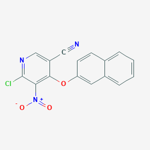 molecular formula C16H8ClN3O3 B14794841 6-Chloro-4-[(naphthalen-2-yl)oxy]-5-nitropyridine-3-carbonitrile CAS No. 89247-36-9