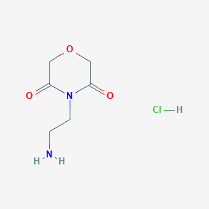 molecular formula C6H11ClN2O3 B1479486 4-(2-Aminoethyl)morpholine-3,5-dione hydrochloride CAS No. 2097956-16-4