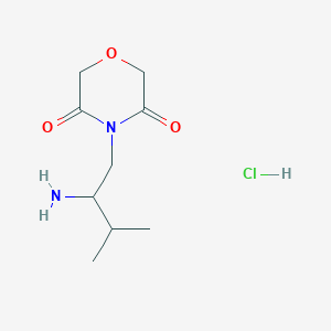 molecular formula C9H17ClN2O3 B1479490 4-(2-Amino-3-methylbutyl)morpholine-3,5-dione hydrochloride CAS No. 2098127-73-0