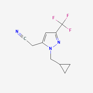 molecular formula C10H10F3N3 B1479534 2-(1-(cyclopropylmethyl)-3-(trifluoromethyl)-1H-pyrazol-5-yl)acetonitrile CAS No. 2098107-75-4