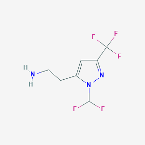 molecular formula C7H8F5N3 B1479538 2-(1-(difluoromethyl)-3-(trifluoromethyl)-1H-pyrazol-5-yl)ethan-1-amine CAS No. 2098049-98-8