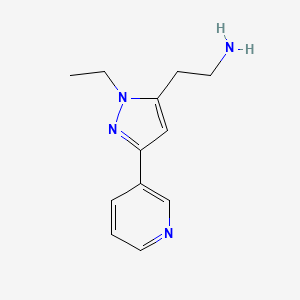 molecular formula C12H16N4 B1479546 2-(1-ethyl-3-(pyridin-3-yl)-1H-pyrazol-5-yl)ethan-1-amine CAS No. 2098004-52-3