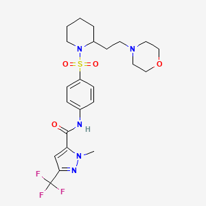 molecular formula C23H30F3N5O4S B14795638 2-methyl-N-[4-[2-(2-morpholin-4-ylethyl)piperidin-1-yl]sulfonylphenyl]-5-(trifluoromethyl)pyrazole-3-carboxamide 