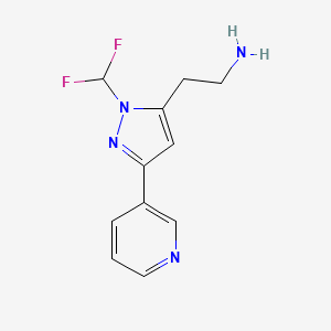 molecular formula C11H12F2N4 B1479584 2-(1-(二氟甲基)-3-(吡啶-3-基)-1H-吡唑-5-基)乙胺 CAS No. 2098065-05-3